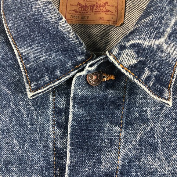 VTG 80s Levi's Jean Jacket Adult Large Blue Acid Wash Trucker Faded Denim USA - Picture 8 of 16